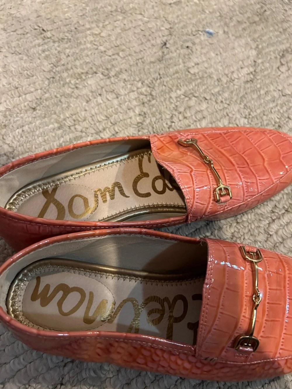 Sam Edelman Pink Croc-Embossed Leather Bit Loafer - Picture 11 of 12